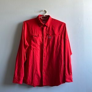 Red Under Armour Button Down Shirt XL